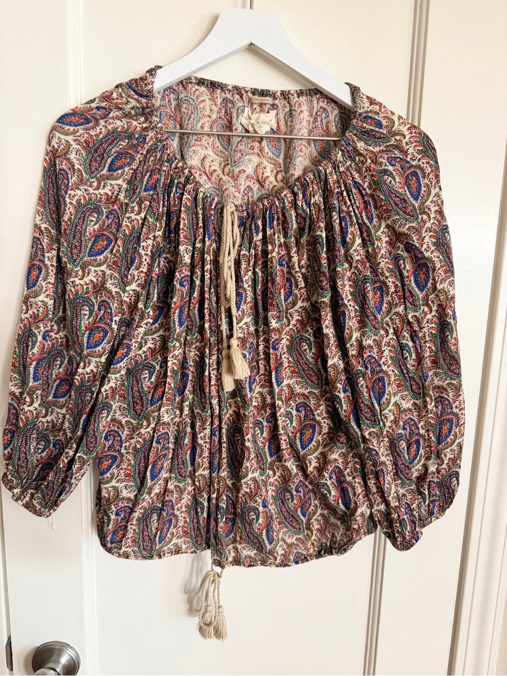 Ralph Lauren Boho Paisley Peasant Top in Multi-Color